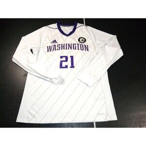 UW Washington Huskies NCAA Adidas Game Worn Soccer Jersey White Men's Medium #21